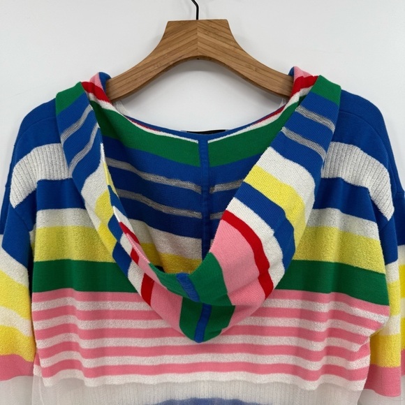 Mira Mikati Striped Cotton Blend Mixed Media Hoodie Sweater Size 40 or US 8 - Picture 10 of 14